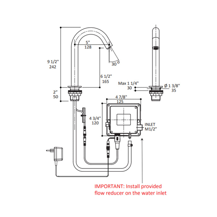 Zoom Complete Electronic Bathroom Faucet - Single Hole - 10" Brass/Polished Nickel