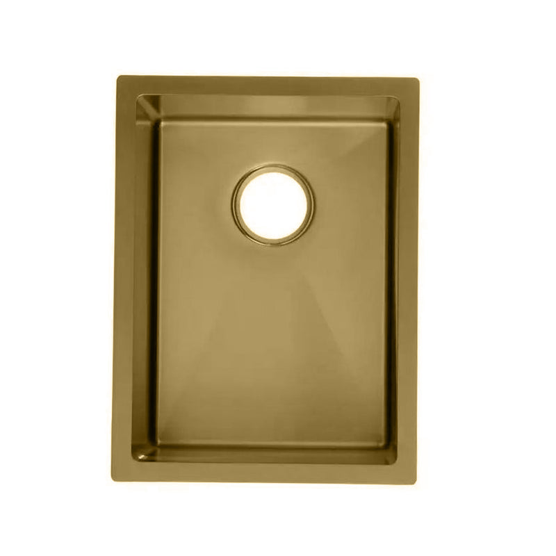 Universal Single Bowl Bar Sink - Drop-In Or Under Mount - 15" Stainless Steel/Matt Gold