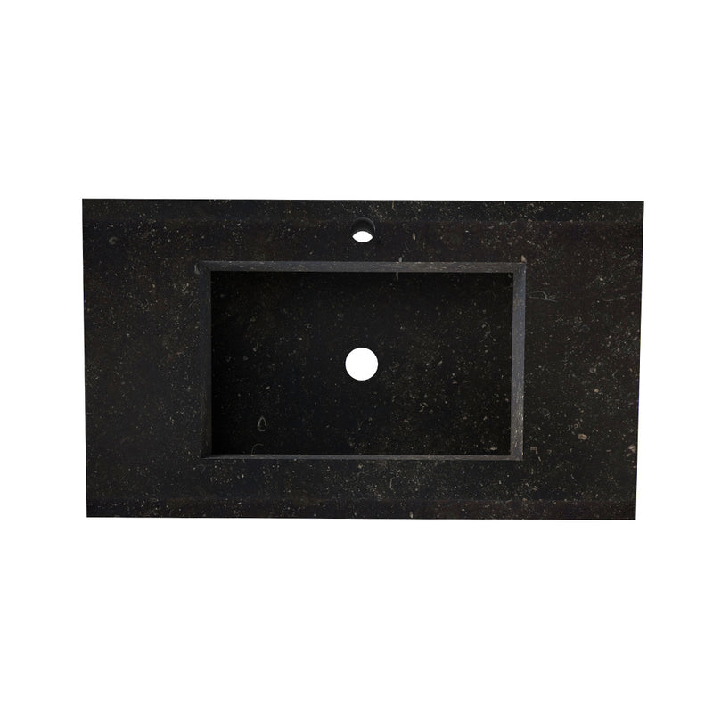Miami 2 Drawers Bathroom Vanity with Belgian Blue Single Integrated Vanity Sink - Wall Mount - 32" Particle Board Laminated/Matt White