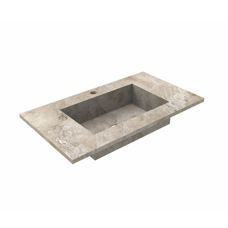 Miami 2 Drawers Bathroom Vanity with Hermitage Buffed Single Integrated Vanity Sink - Wall Mount - 32" Particle Board Laminated/Matt White