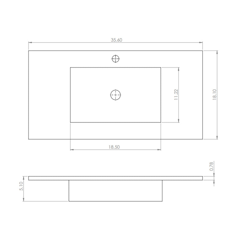Runway 2 Drawers Bathroom Vanity with Belgian Blue Single Integrated Vanity Sink - Wall Mount - 36" Mdf/Matt White