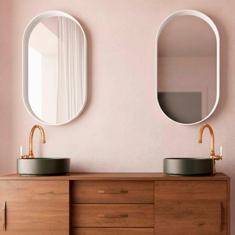 Oval Vanity Mirror - Wall Mount - 20" Mdf/Matt White