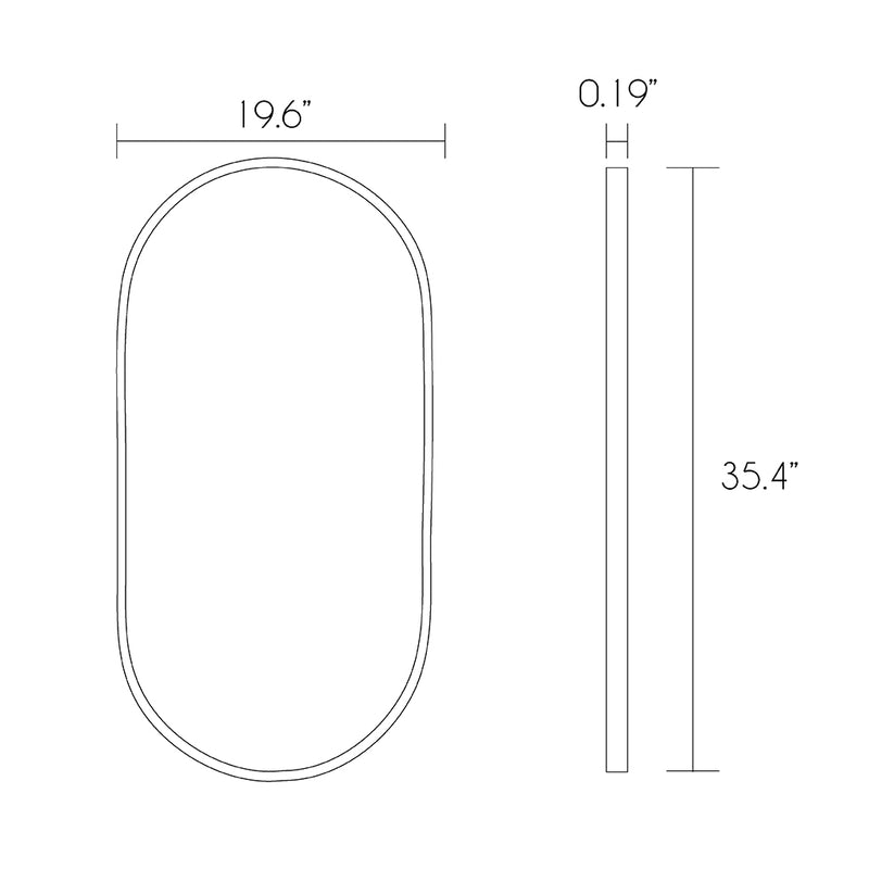 Oval Vanity Mirror - Wall Mount - 20" Mdf/Matt White