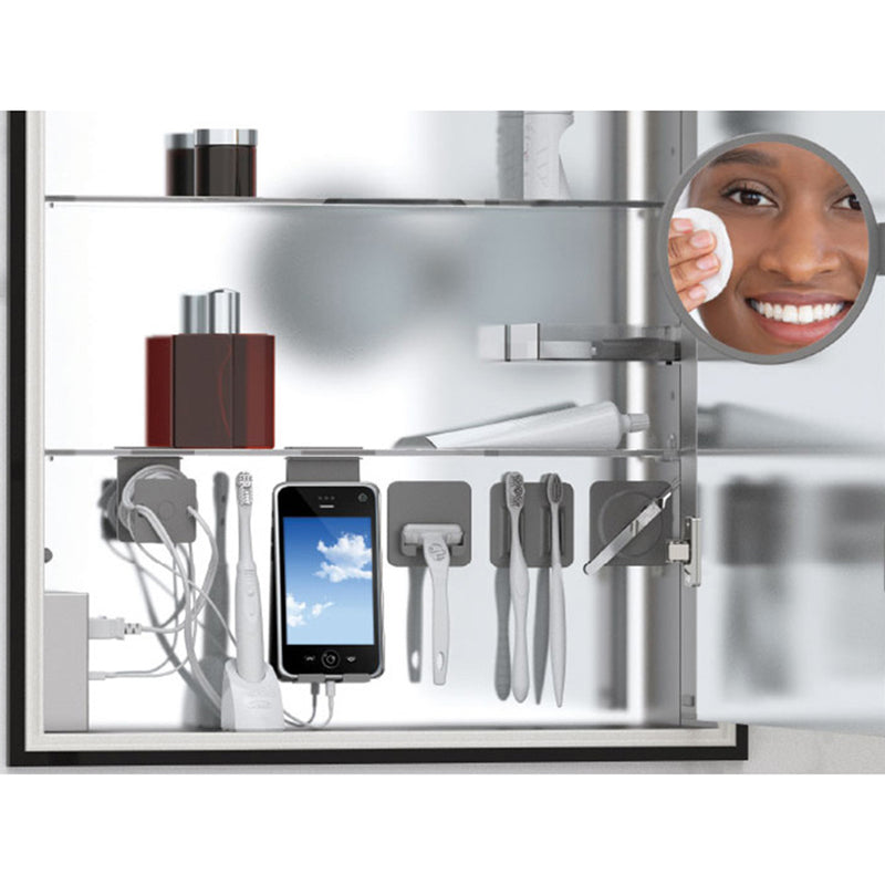 The Illusion 1 Door Right Hinged Lighted Medicine Cabinet - Recessed Mount - 24W x 30H" Glass/Brushed Nickel