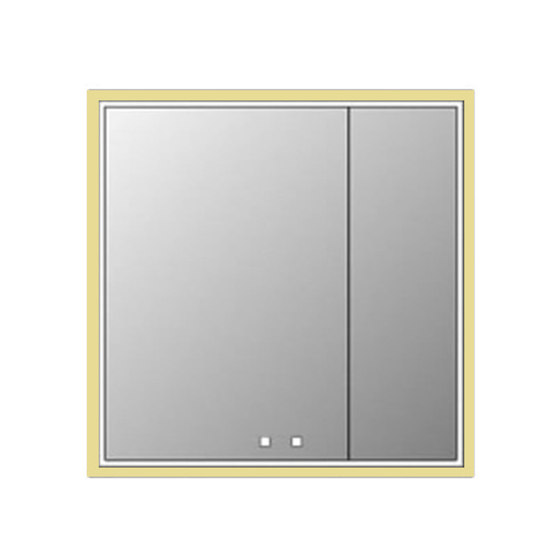 The Illusion 2 Doors Lighted Medicine Cabinet - Recessed Mount - 36W x 36H" Glass/Satin Brass