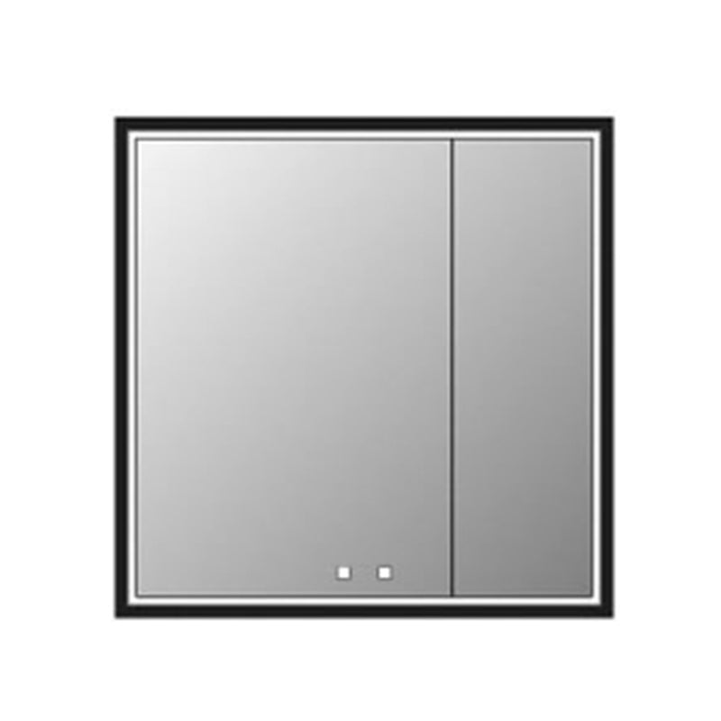 The Illusion 2 Doors Lighted Medicine Cabinet - Recessed Mount - 36W x 36H" Glass/Matt Black