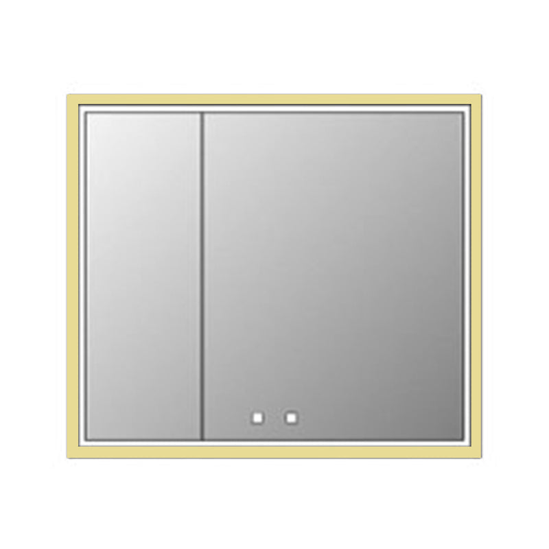 The Illusion 2 Doors Lighted Medicine Cabinet - Recessed Mount - 36W x 36H" Glass/Satin Brass