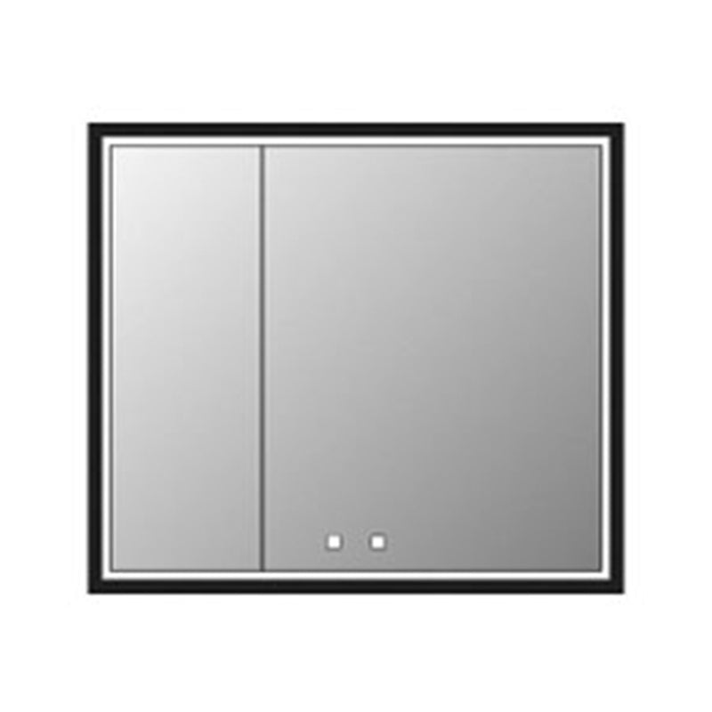 The Illusion 2 Doors Lighted Medicine Cabinet - Recessed Mount - 36W x 36H" Glass/Matt Black