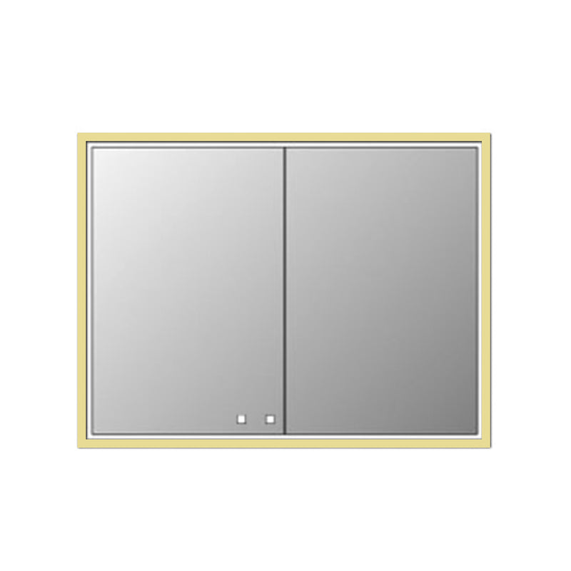 The Illusion 2 Doors Lighted Medicine Cabinet - Recessed Mount - 48W x 36H" Glass/Satin Brass