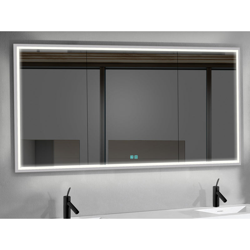 The Illusion 3 Doors Lighted Medicine Cabinet - Recessed Mount - 48W x 36H" Glass/Polished Chrome