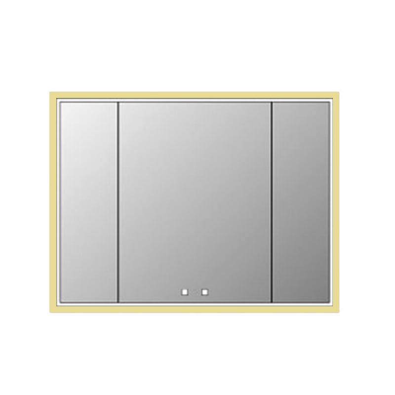 The Illusion 3 Doors Lighted Medicine Cabinet - Recessed Mount - 48W x 36H" Glass/Satin Brass