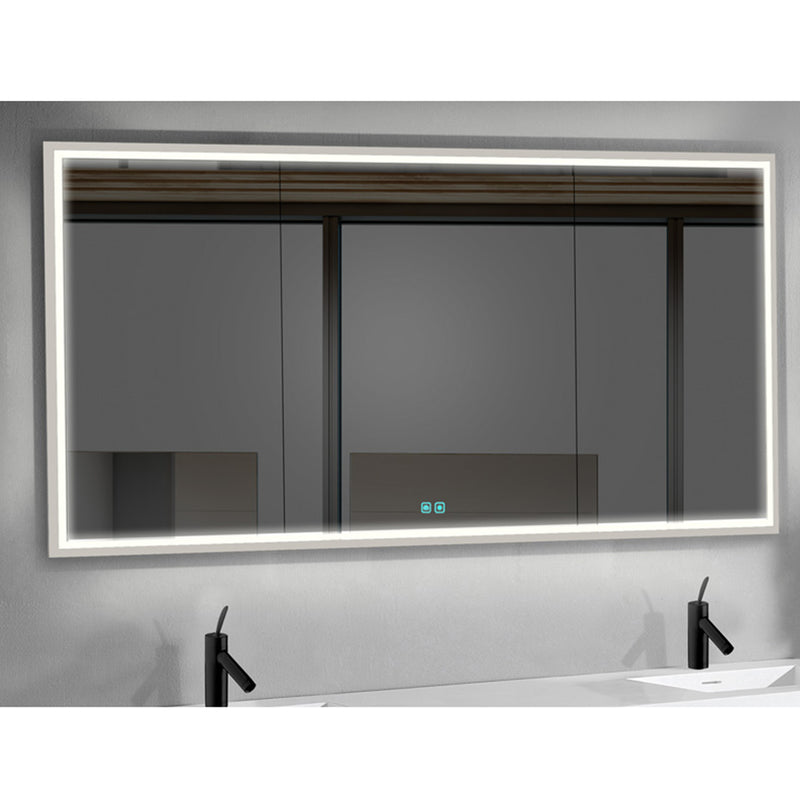 The Illusion 3 Doors Lighted Medicine Cabinet - Recessed Mount - 60W X 36H" Glass/Brushed Nickel