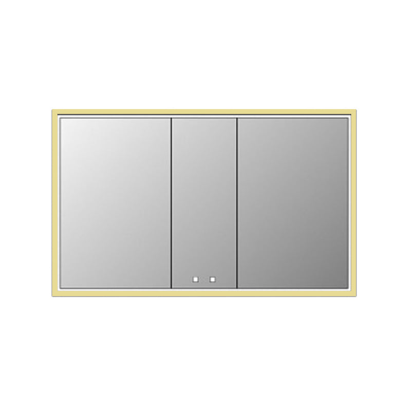 The Illusion 3 Doors Lighted Medicine Cabinet - Recessed Mount - 60W x 36H" Glass/Satin Brass