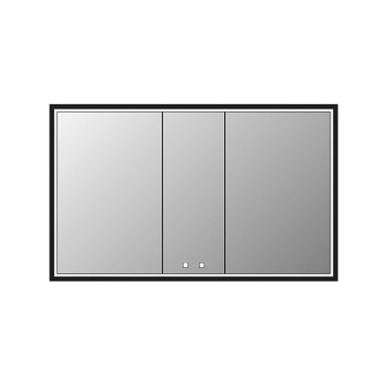 The Illusion 3 Doors Lighted Medicine Cabinet - Recessed Mount - 60W x 36H" Glass/Matt Black