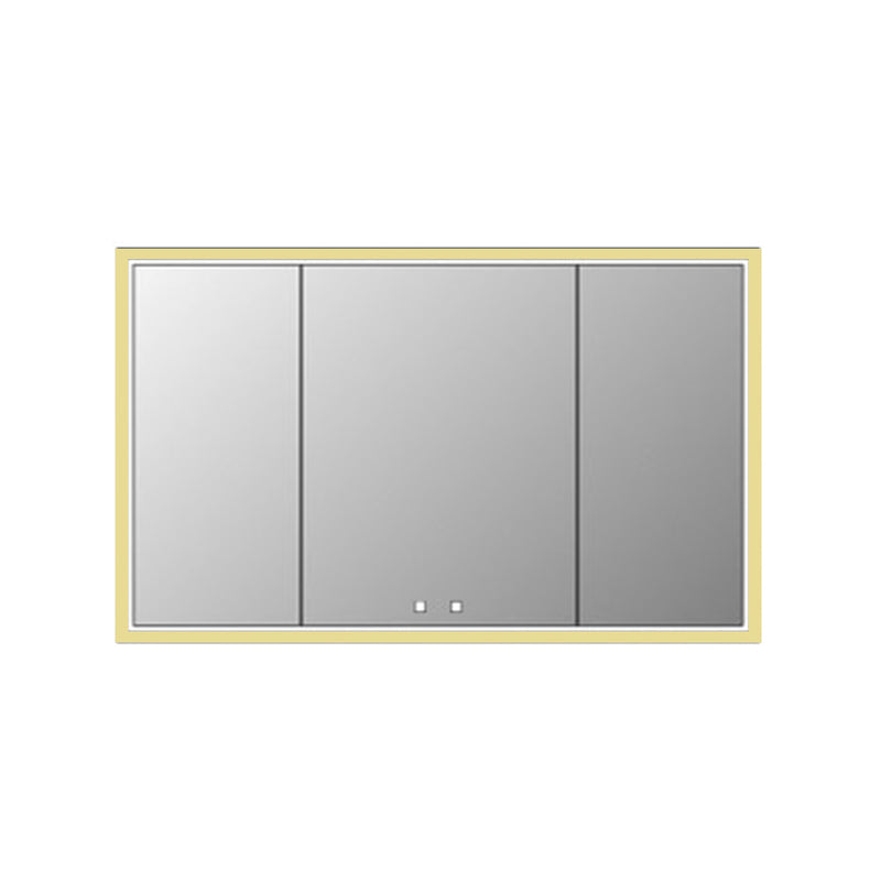 The Illusion 3 Doors Lighted Medicine Cabinet - Recessed Mount - 60W x 36H" Glass/Satin Brass