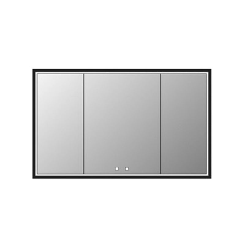 The Illusion 3 Doors Lighted Medicine Cabinet - Recessed Mount - 60W x 36H" Glass/Matt Black