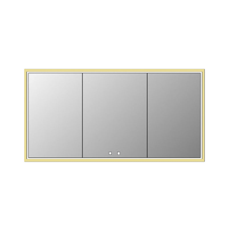The Illusion 3 Doors Lighted Medicine Cabinet - Recessed Mount - 72W x 36H" Glass/Satin Brass