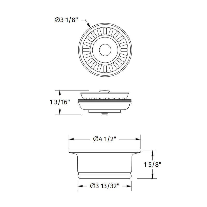Classic Complete Stopper & Strainer - Single Hole - 5" Stainless Steel/Polished Chrome