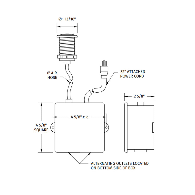 Classic Round Waste Disposer Air Switch with Freedom Mount - Built-In - 5" Plastic/Matt Black