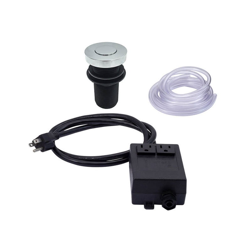 Deluxe Round Flush Waste Disposer Air Switch with Freedom Mount - Built-In - 5" Brass/Polished Chrome