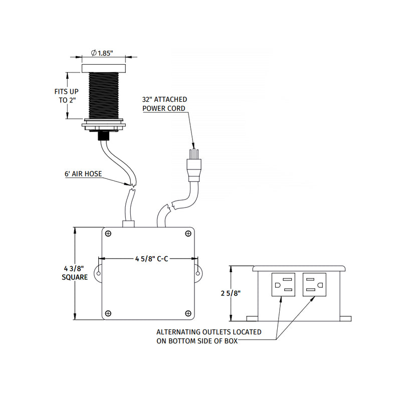 Deluxe Round Flush Waste Disposer Air Switch with Freedom Mount - Built-In - 5" Brass/Polished Chrome