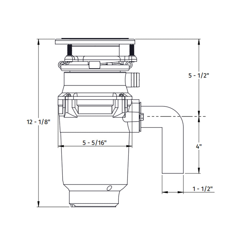 Perfect Grind Stealth 580 5/8 Hp Waste Disposer - Bolt Mount - 6" Stainless Steel/Black