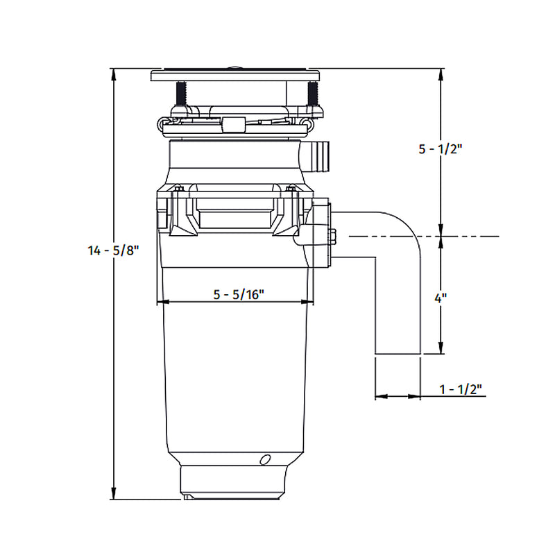 Perfect Grind Stealth 1250 1-1/4 Hp Waste Disposer - Bolt Mount - 6" Stainless Steel/Black