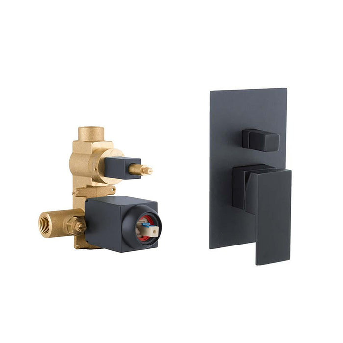 Cubic 2 Way Pressure Balance Shower Mixer - Wall Mount - 8" Brass/Matt Black - Last Unit Special Offer