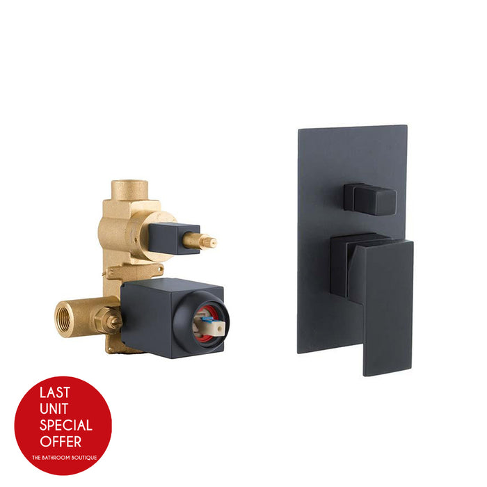 Cubic 2 Way Pressure Balance Shower Mixer - Wall Mount - 8" Brass/Matt Black - Last Unit Special Offer