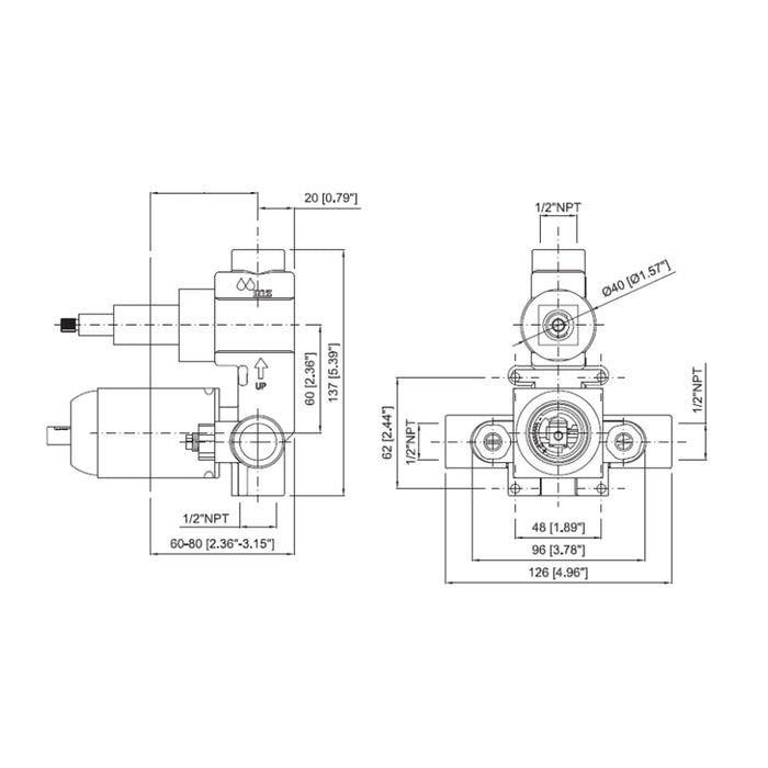 Cubic 2 Way Pressure Balance Shower Mixer - Wall Mount - 8" Brass/Matt Black - Last Unit Special Offer