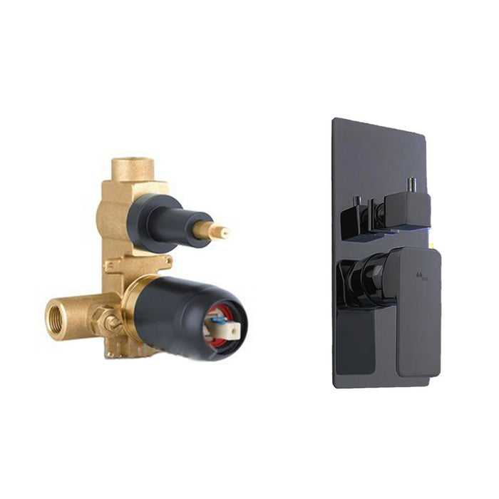 Nonio 2 Way Pressure Balance Shower Mixer - Wall Mount - 10" Brass/Matt Black (Final Sale)