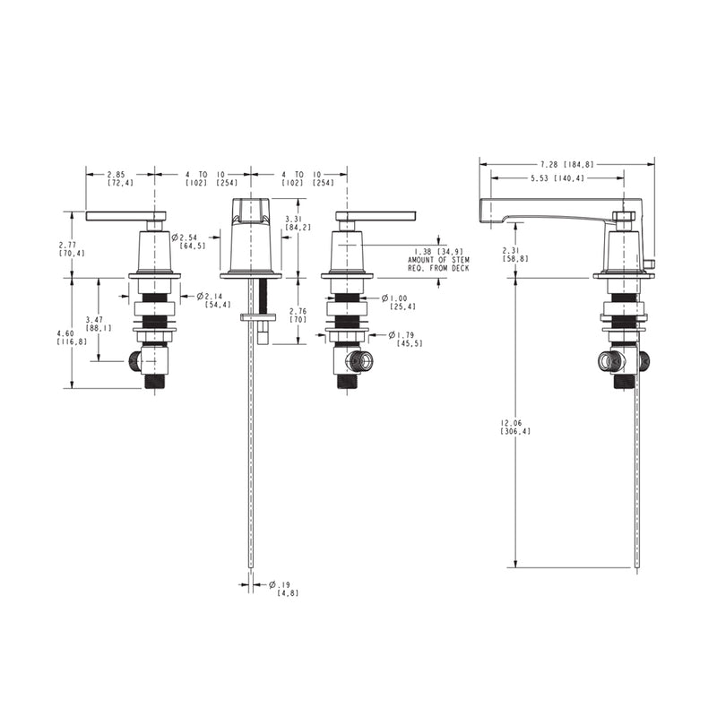 Dorrance Bathroom Faucet - Widespread - 8" Brass/Flat Black