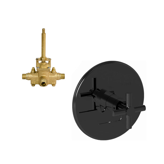 East Linear 1 Way Pressure Balance Shower Mixer - Wall Mount - 7" Brass/Flat Black