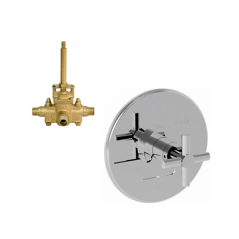 East Linear 1 Way Pressure Balance Shower Mixer - Wall Mount - 7" Brass/Polished Chrome