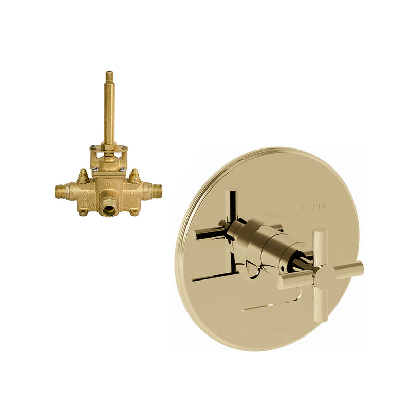 East Linear 1 Way Pressure Balance Shower Mixer - Wall Mount - 7" Brass/Polished Gold