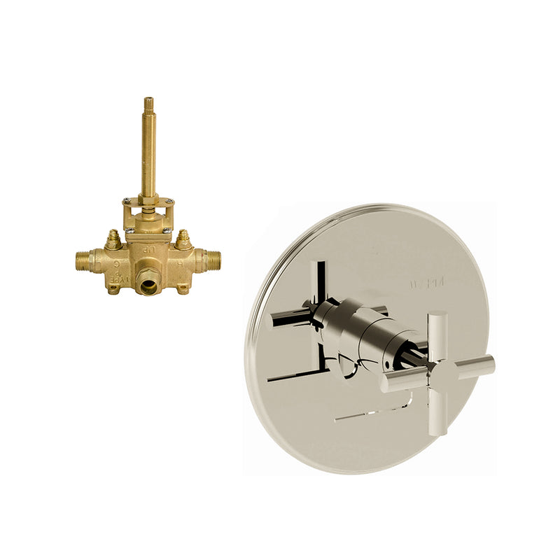 East Linear 1 Way Pressure Balance Shower Mixer - Wall Mount - 7" Brass/Polished Nickel