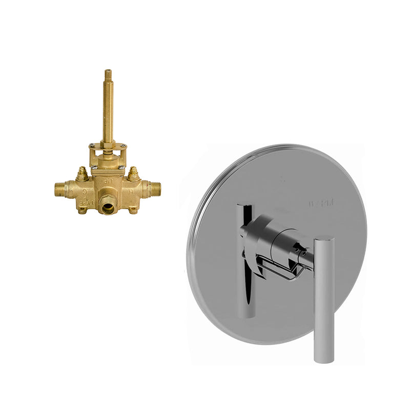 East Linear 1 Way Pressure Balance Shower Mixer - Wall Mount - 7" Brass/Stainless Steel