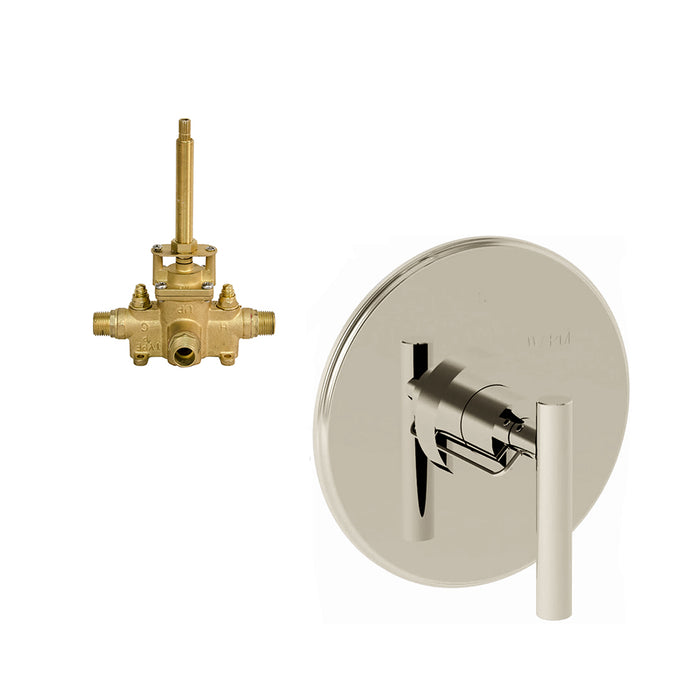 East Linear 1 Way Pressure Balance Shower Mixer - Wall Mount - 7" Brass/Polished Nickel