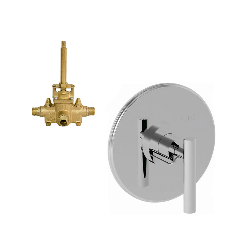 East Linear 1 Way Pressure Balance Shower Mixer - Wall Mount - 7" Brass/Polished Chrome