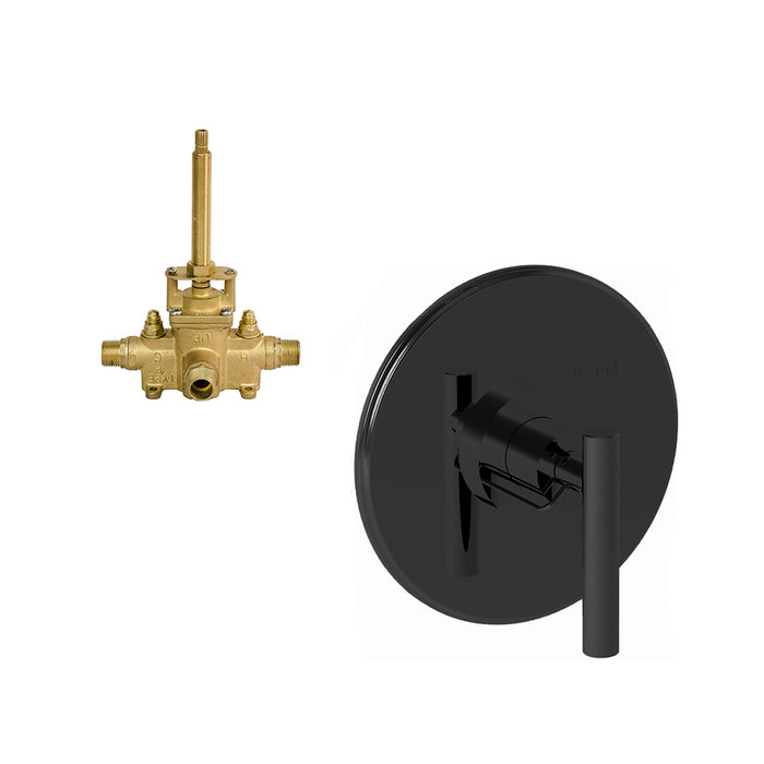 East Linear 1 Way Pressure Balance Shower Mixer - Wall Mount - 7" Brass/Flat Black