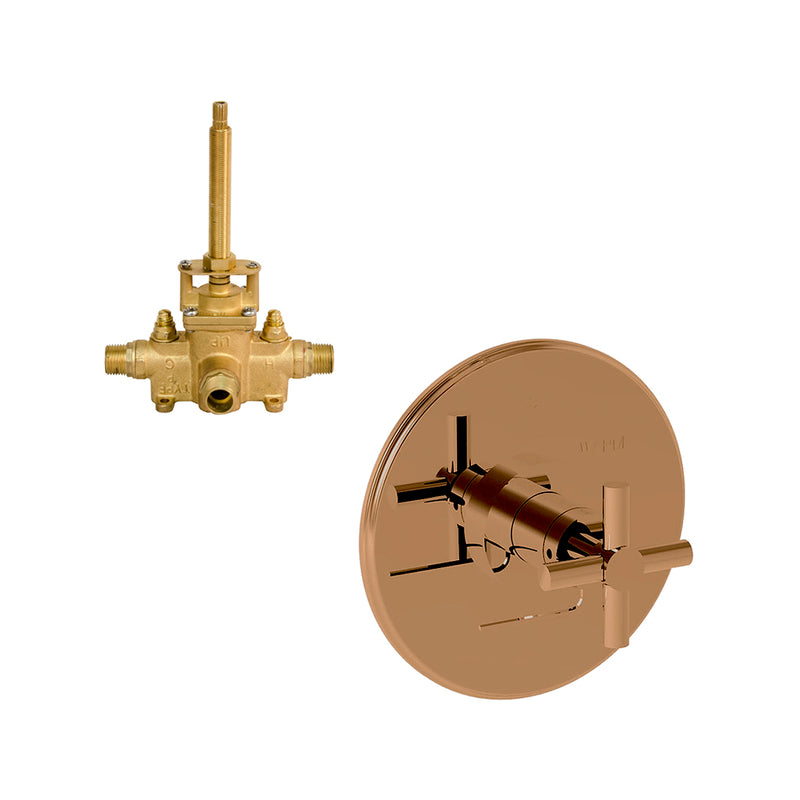 East Linear 1 Way Pressure Balance Shower Mixer - Wall Mount - 7" Brass/Antique Brass