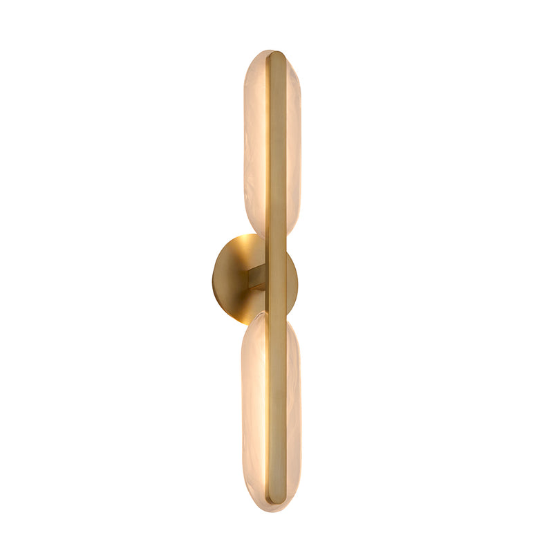Avian 2 Round Led Light Fixture - Wall Mount - 28" Steel/Glass/Brushed Brass