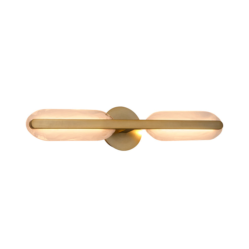 Avian 2 Round Led Light Fixture - Wall Mount - 28" Steel/Glass/Brushed Brass
