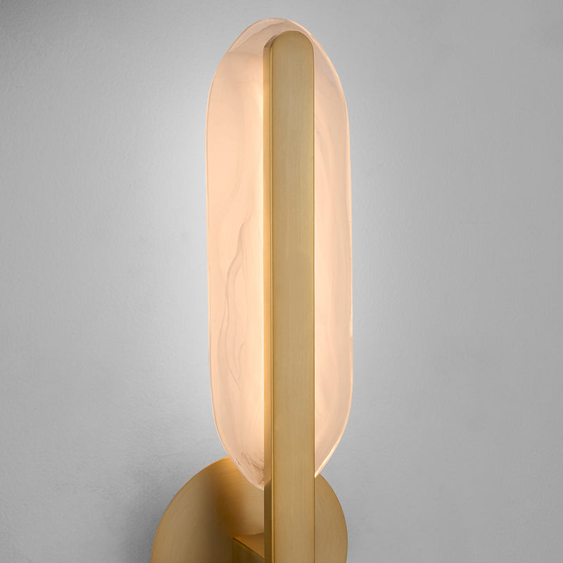 Avian 2 Round Led Light Fixture - Wall Mount - 28" Steel/Glass/Brushed Brass