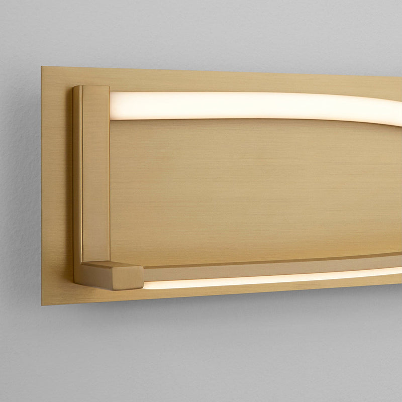 Hyperion Rectangular Led Light Fixture - Wall Mount - 34" Cold Rolled Steel, Acrylic/Aged Brass