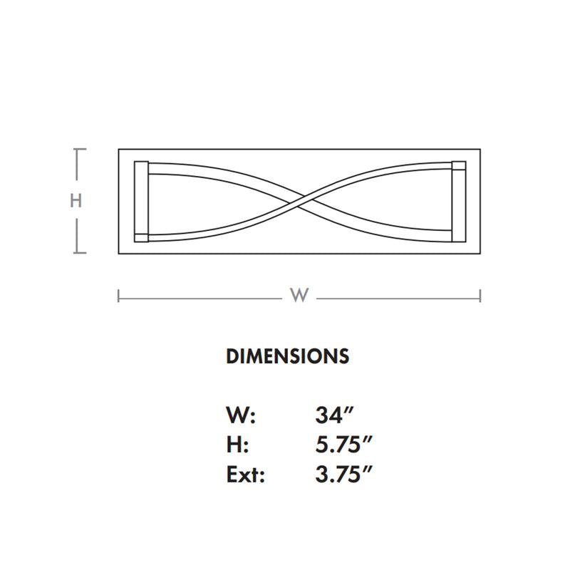Hyperion Rectangular Led Light Fixture - Wall Mount - 34" Cold Rolled Steel, Acrylic/Aged Brass