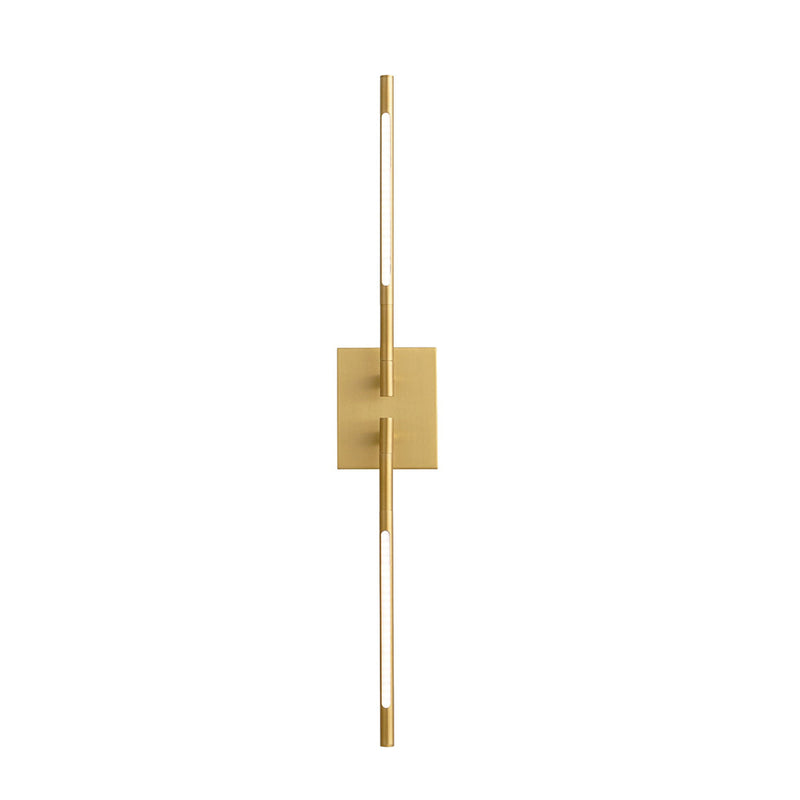 Palillos Round Sconce Led Two Light Fixture - Wall Mount - 15" Aluminum, Steel, Acrylic/Aged Brass