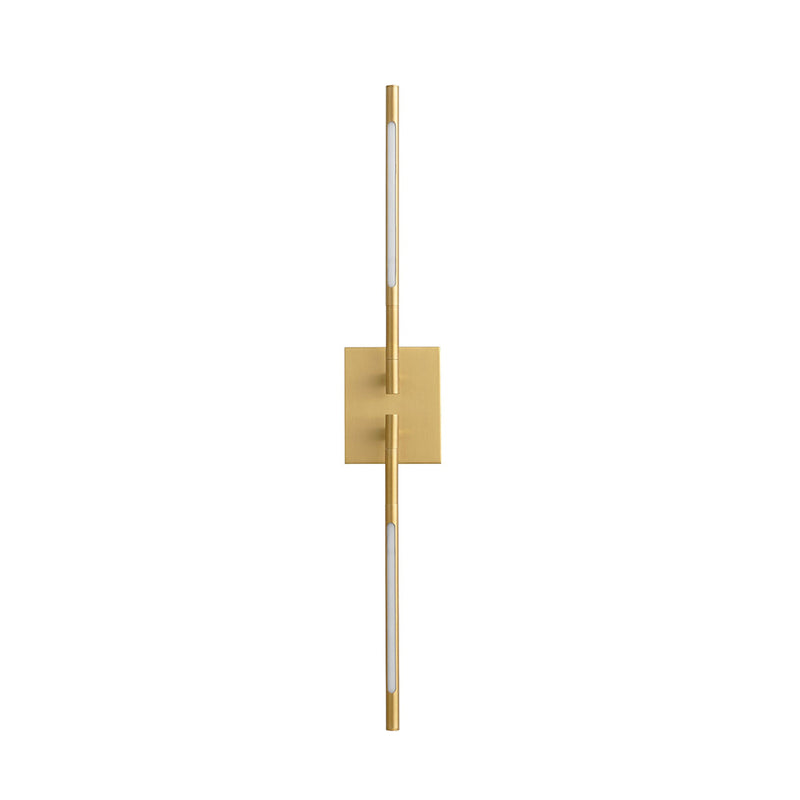 Palillos Round Sconce Led Two Light Fixture - Wall Mount - 15" Aluminum, Steel, Acrylic/Aged Brass
