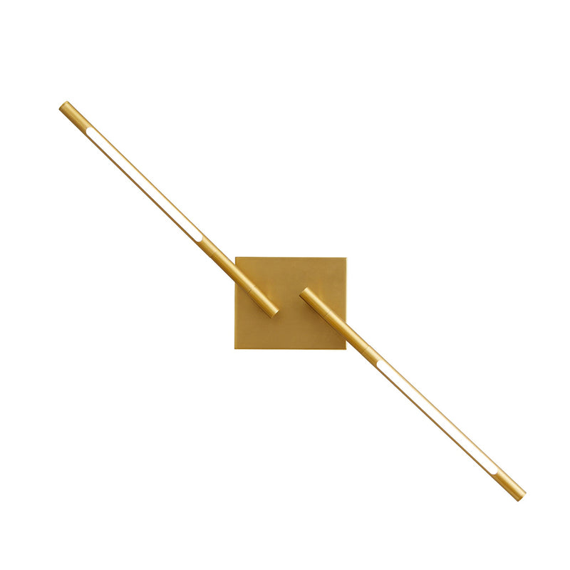 Palillos Round Sconce Led Two Light Fixture - Wall Mount - 15" Aluminum, Steel, Acrylic/Aged Brass