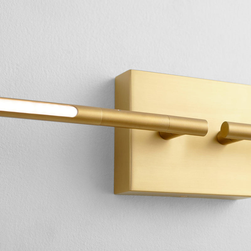 Palillos Round Sconce Led Two Light Fixture - Wall Mount - 15" Aluminum, Steel, Acrylic/Aged Brass